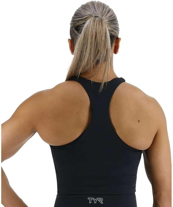 TYR | Cropped High Neck Sports Bra Black