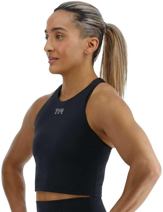 TYR | Cropped High Neck Sports Bra Black