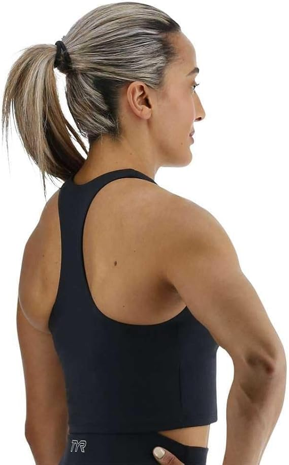 TYR | Cropped High Neck Sports Bra Black