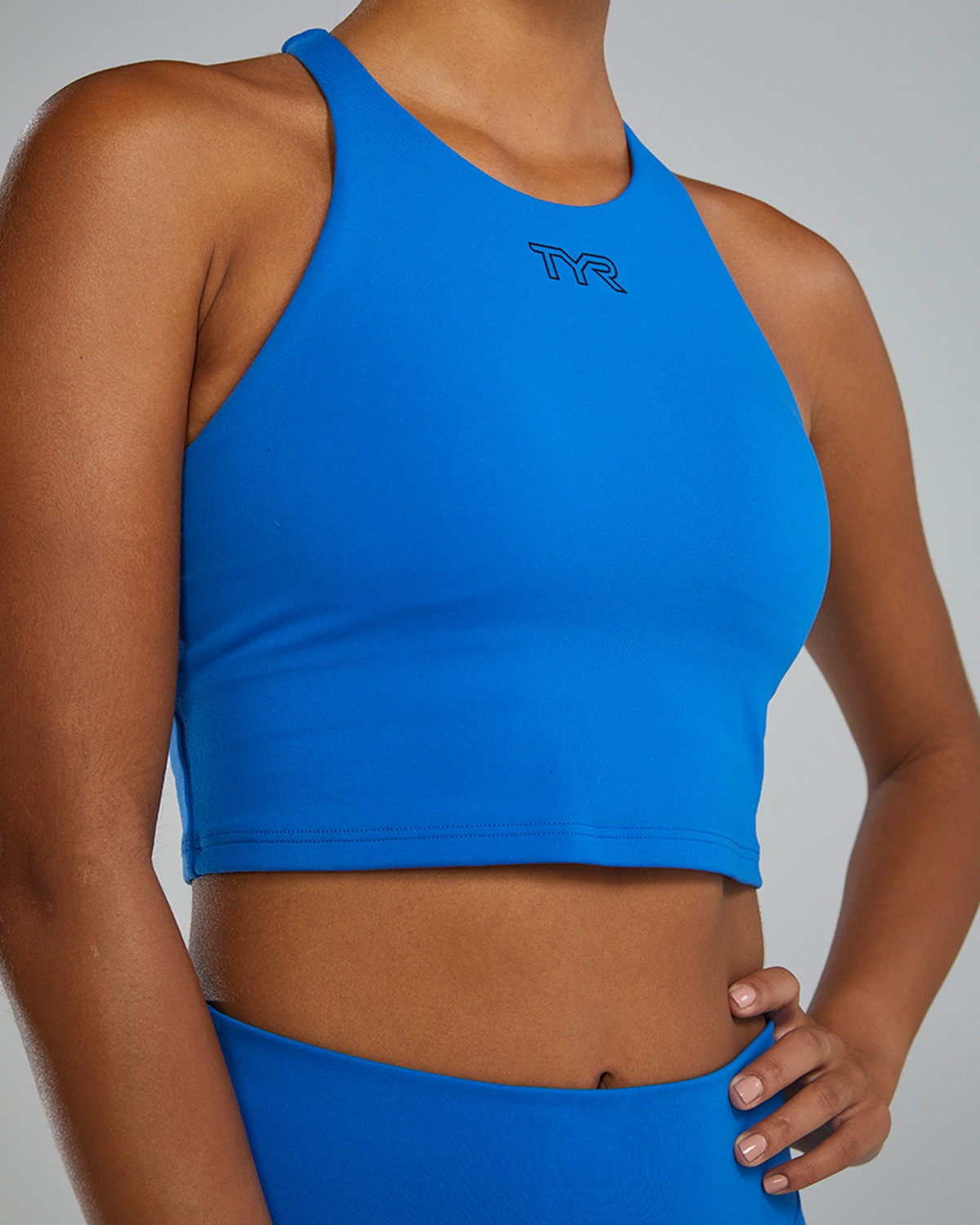 TYR | Cropped High Neck Sports Bra Cobalt